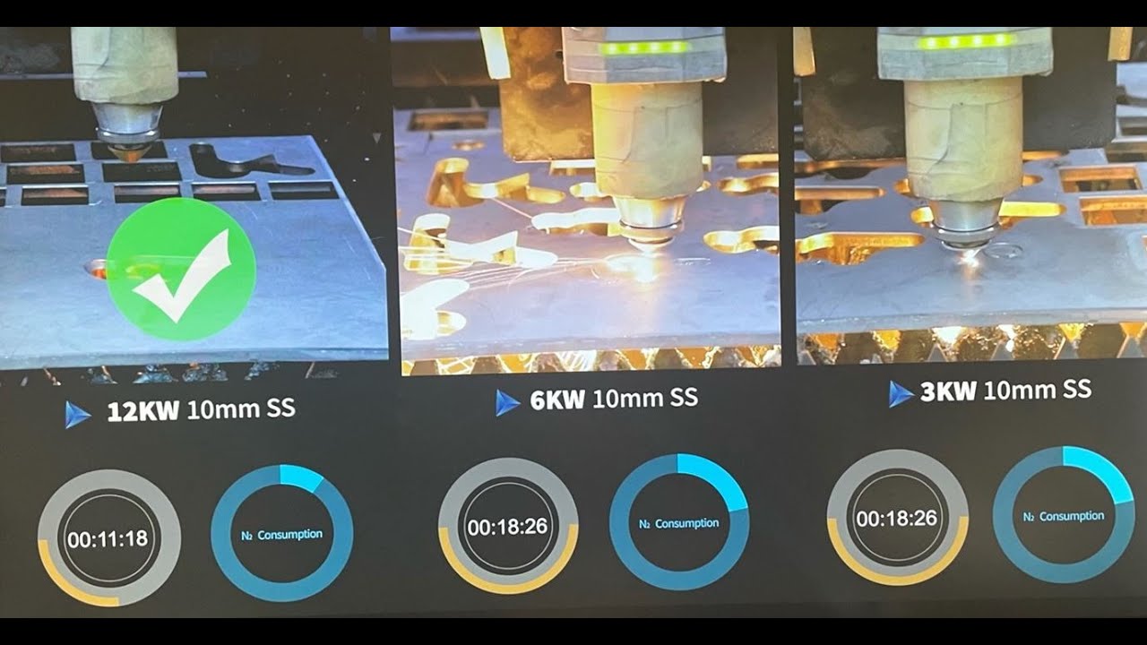Diffrent laser power cutting comparison