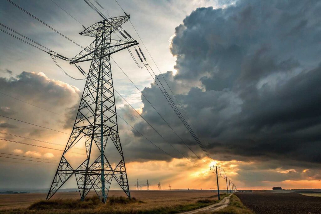 High voltage power line tower